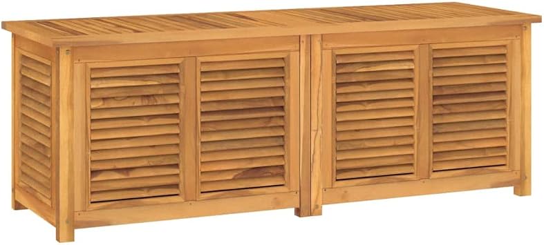 Deck Box Indoor Outdoor Storage Container Furniture with Bag, Patio Storage Box Bin Organizer for Garden Tools, 59.1"x19.7"x20.9" Solid Wood Teak