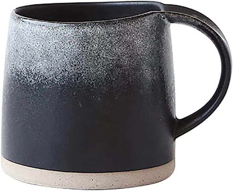 Ceramic Mugs With Handle And Wood Spoon Handmade Coffee Cups Irregular Shaped Tea Milk Mug Cup(C)