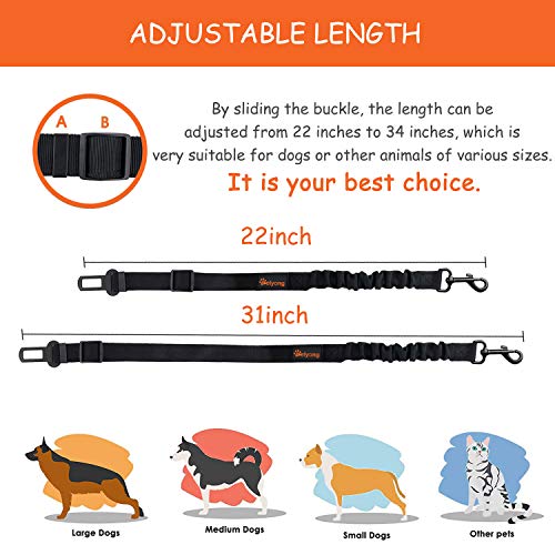 Dog Seatbelt, Ajustable Dog Car Harness Strap, Stretchy Pawsafe Pet Dog Seat Belt (2+1Packs) #TOP2