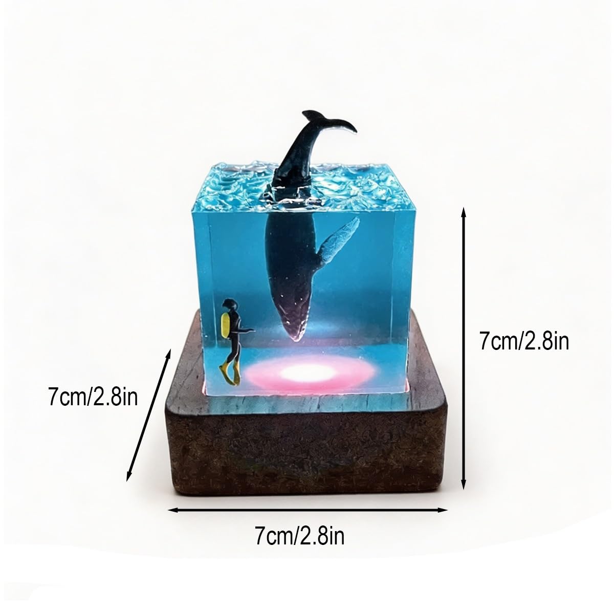 Lampada artigianale in resina, diorama squalo balena realistico, luce notturna decorazione marina, lampada da tavolo USB per camera e scrivania(C,With base 5cm/2.0in)