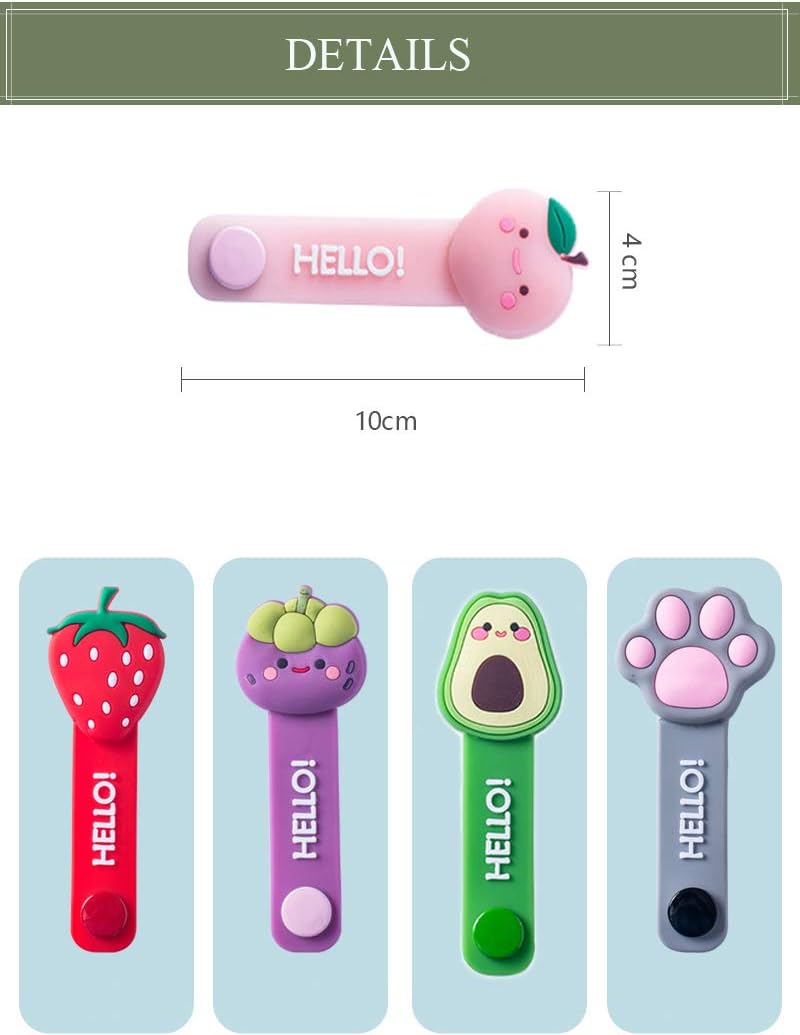 Earphone Cable Ties,Cord Winder,Strap Winder,Cord Organizer,Cable Straps, Cord Management,Cartoon Headphone Wire Ties,Wrap Winder, Fruit Shape Cable Management, USB Holder,Earphone Organizer, 5pcs
