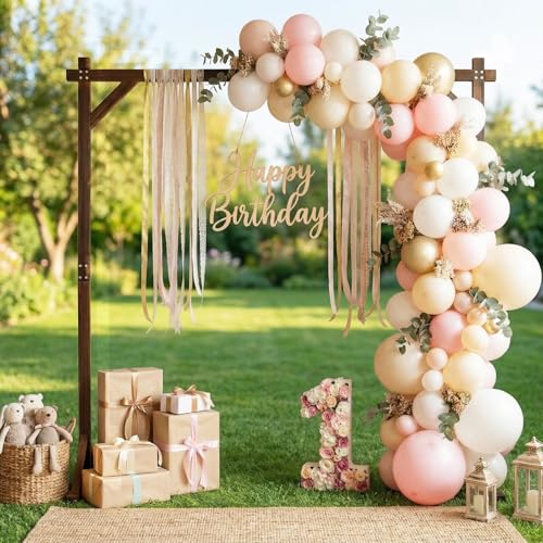 Giantex 7.2 FT Wooden Wedding Arch, Square Wood Arbor Backdrop Stand