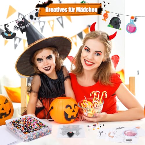 Homgaty 5000 Bügelperlen Halloween Set, 5 mm Steckperlen mit Steckplatte, 16 Muster, Bügelpapier… – Ansicht 5