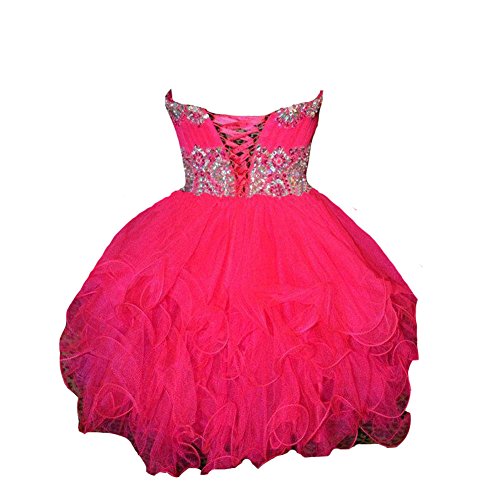 Kivary® Short Sweetheart Beaded Crystals Sequins Tulle Prom Homecoming Dresses2