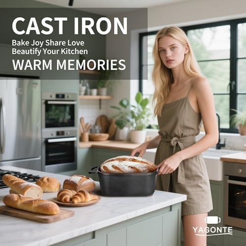 4.6 Quart Oval Dutch Oven for Bread Baking, Bread Oven for Sourdough, Cast Iron Bread Loaf Pan for Homemade Bread - Thumbnail 5