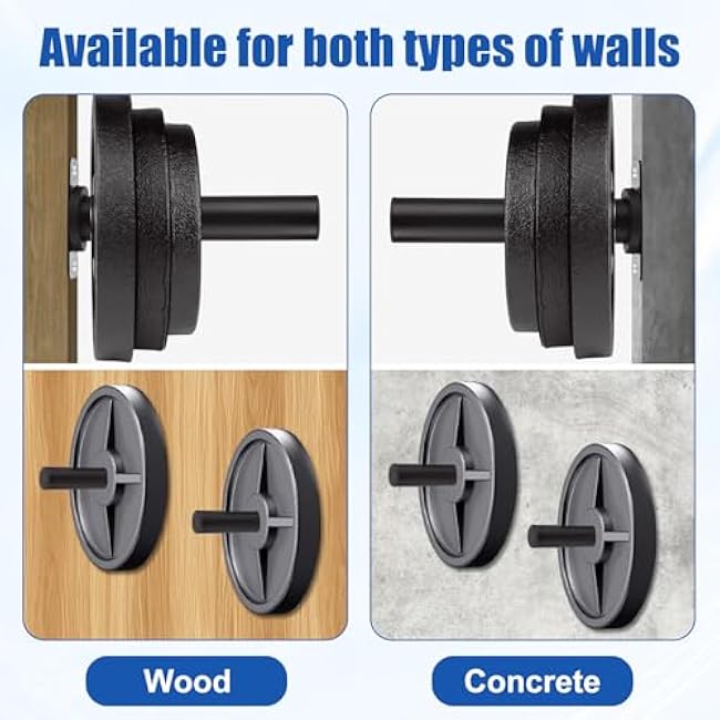 4 Pack Weight Plate Holder, Wall Mounted Weight Rack Storage for 2 Weight Plate, Max Weight Capacity 330 lb with Black Powder Coated for Garage Home Gym Strength Training