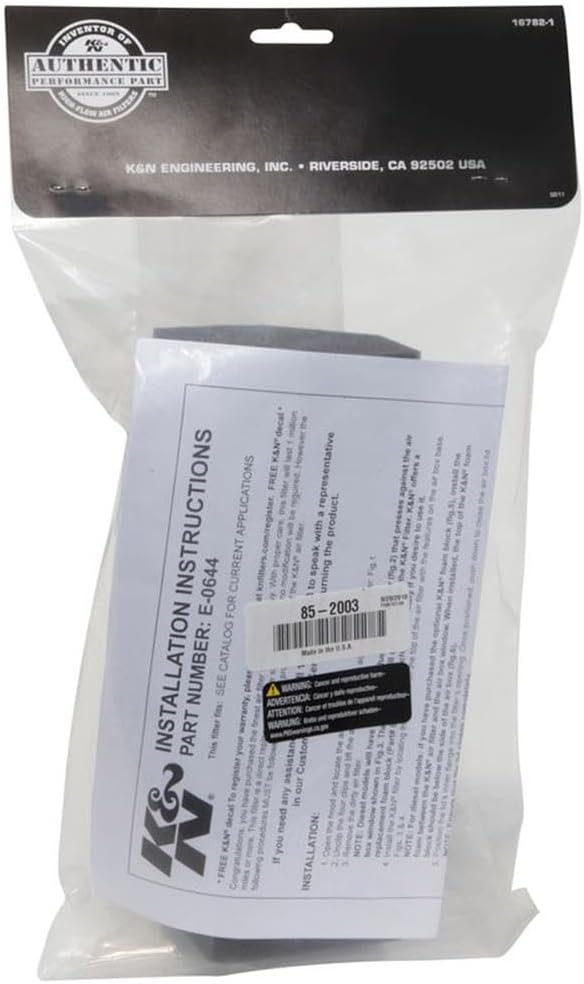 K&N 85-2003 Air Filter Foam Insert