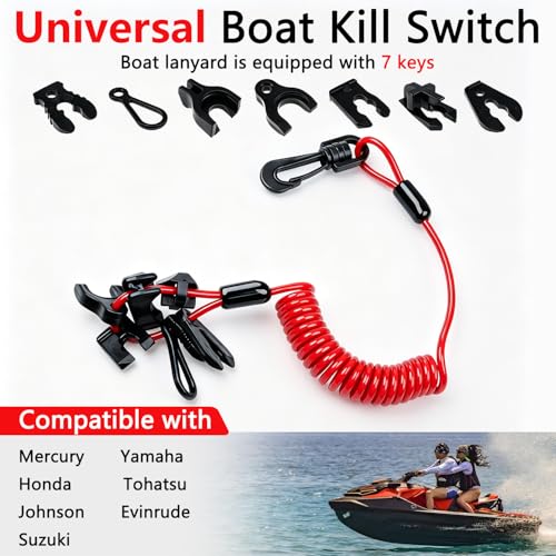 Image of Universal Boat Safety Lanyard Kill Switch with 7 Keys