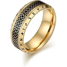 Mens Vintage 8MM Stainless Steel Celtic Knot Symbol Ring Norse Viking Runes Amulet Protection Lucky Band