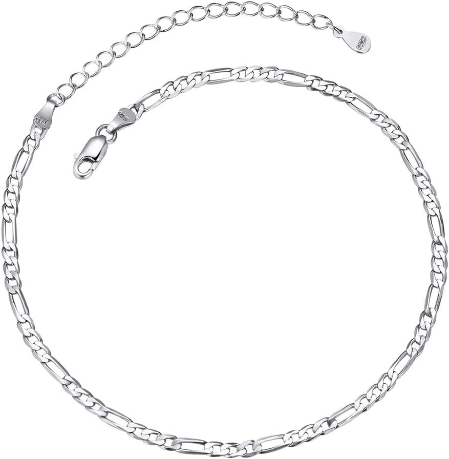 ChainsPro Resizable Anklet Chain for Women Men, Figaro/Wheat/Twist Rope/Cuban Foot Bracelet-Strong with Good Clasp-18K Gold Plated(Send Gift Box)