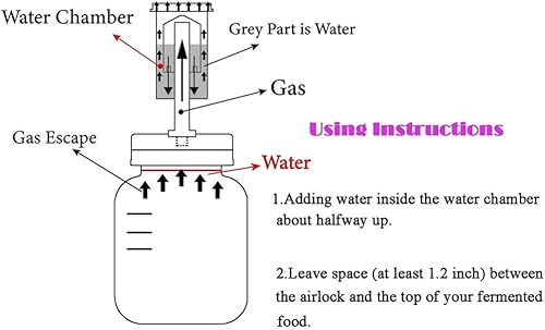 Miniatura 5 de Tarro Mason Airlock Tapa de boca ancha para fermentar chucrut, kimchi, pepinillos y verduras, kit de Kimchi para el hogar (verde)