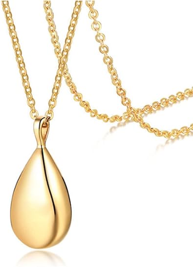 Womens Stainless Steel Waterdrop Pendant Urn Necklaces for Ashes Cremation Jewelry Keepsake Memorial Pendant with 19.68 Inches Chain and Fill Kit