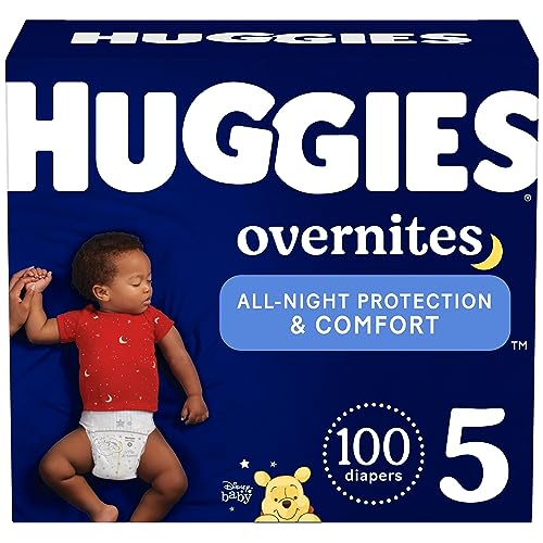 Image of Huggies Size 5 Overnites Baby Diapers: Overnight Diapers, Size 5 (27+ lbs), 100 Ct (2 Packs of 50)