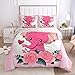 WXSSLN Poszewki na kołdrę na łóżko podwójne 168 x 213 cm, poszewka na kołdrę w kolorze różowym i słonikiem, 3 sztuki (1 poszewka na kołdrę + 2 poszewki na poduszki), ultramiękka poszewka na kołdrę z mikrofibry z zapięciem na zamek błyskawiczny i wiązania narożne