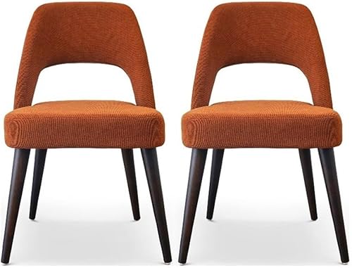 ASHCROFT Avol Mid-Century - Silla de comedor de tela moderna en color naranja (juego de 2)