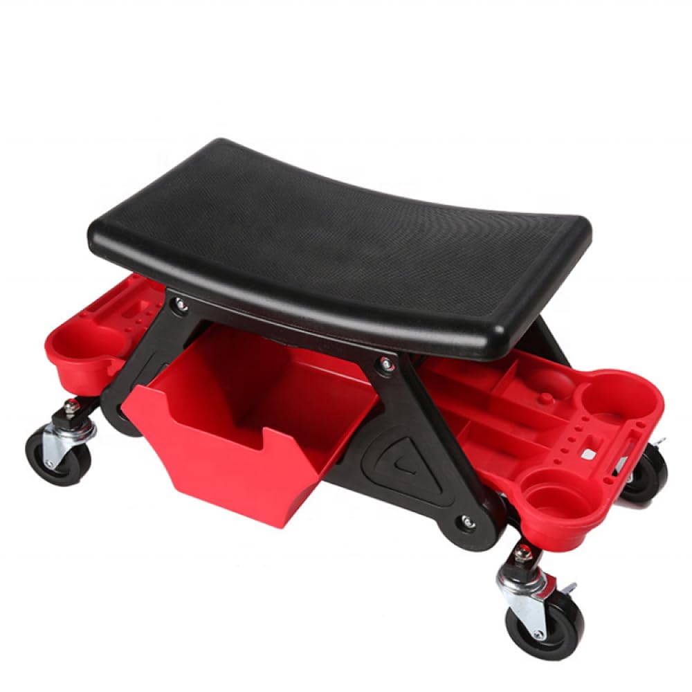 Trade Shop - Sgabello da Officina Meccanico 136kg Seggiolino Carrello Auto Moto con 4 Ruote