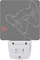 Vista 3 de Bulldog francés perro rojo corazón luz nocturna enchufable LED luces nocturnas sensor automático lámpara de noche lámpara de atardecer a amanecer