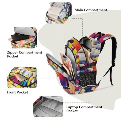 Mochila para laptop espaciosa y cómoda con diseño arcoíris 5
