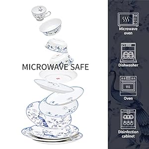 16 PCS Top Grade Bone China Dinnerware Set for 4Jingdezhen Blue and White Porcelain Kitchen Bowls Dinner Table Plates Coffee Cups