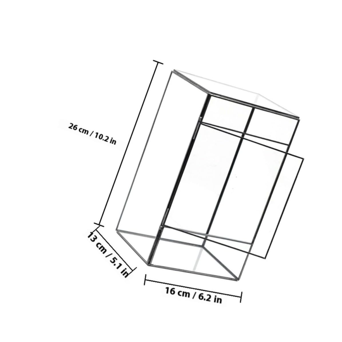 Terrario de Vidrio Geométrico Negro para Plantas, Mesa Decorativa | Caja Vacía para Paisaje Diy, Estructura de Vidrio y Estaño, Estilo Simple y Artístico