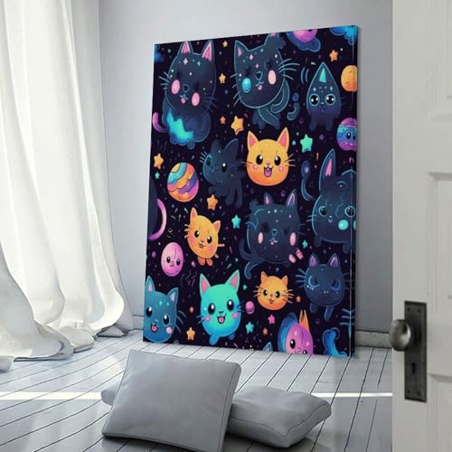 Chat Murale Déco Toile 50x75 cm Tableau Chat pour Salon - 3