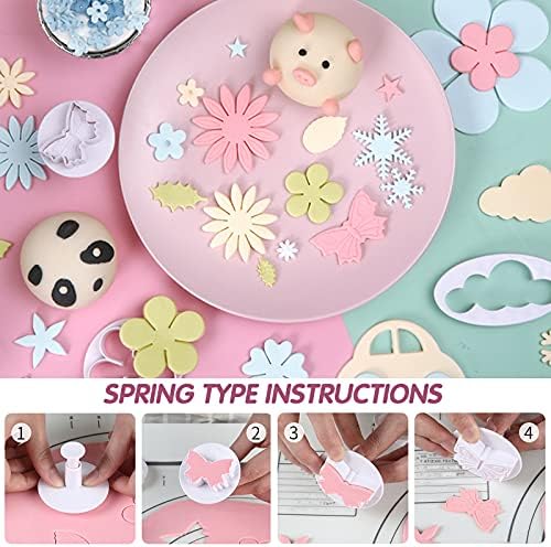 84 Pcs Flower Cutters for Sugarcraft, Cake Decorating Tools Fondant Cutters, Rose Flower Alphanumeric Characters Moulds Set for Fondant Almond Sugar Syrup Biscuits Chocolate