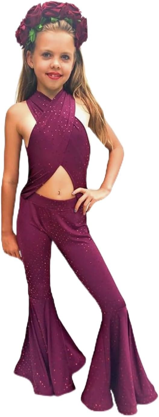 Arilana Selena Outfit for Girl Purple Jumpsuit Birthday Party Show, 4T, Cranberry