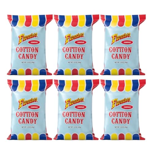 Flossie's Famous Blue-Blueberry Cotton Candy, Flavorful, Light and Fluffy Cotton Candy, Ideal Party Snack for All Ages, 2.4 Ounce (6 Pack) - image 1
