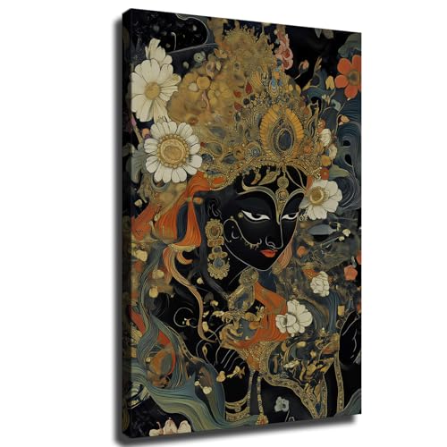 Goddess Kali Wall Art, Hindu Goddess of Transformation Print, Spiritual Indian Mythology Artwork for Meditation, Divine Feminine Decor (Framed,Wrapped Canvas,12 * 18inch)