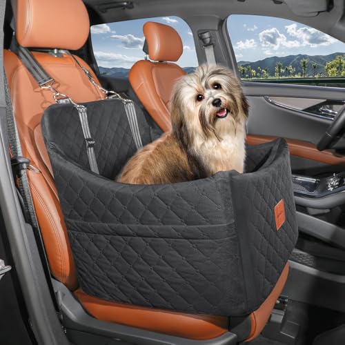 INDYBUD Hunde Autositz für kleine bis mittlere Hunde, Memory Foam erhöhte Kissen Hundeautositz,abneâ€¦ – Miniatur