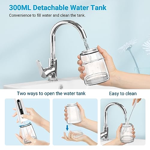 Image of Pro C 120 | Portable Dental Flosser with 4 Nozzles, IPX7 Waterproof | Cordless, Rechargeable, 300ml Tank, 4 Cleaning Modes, 120 PSI Pressure, 45 Days Usage | 4 Operating Modes | Oral Irrigator