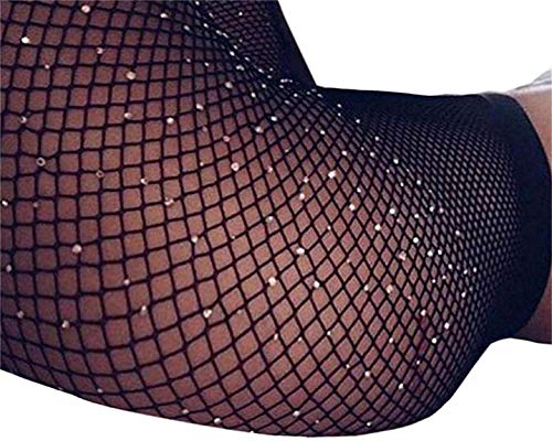 Image of Betteraim Women's Rhinestone Fishnet Tights Sparkle Fishnet Stockings Carnival Glitter Tights