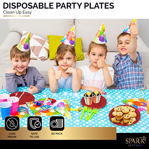 Amcrate Disposable Paper Plates Red, 6 3/4 Inches Paper Dessert Plates, Strong And Sturdy Disposable Plates For Party, Dinner, Holiday, Picnic, Or Travel Party Plates, Pack Of 50 #TOP4