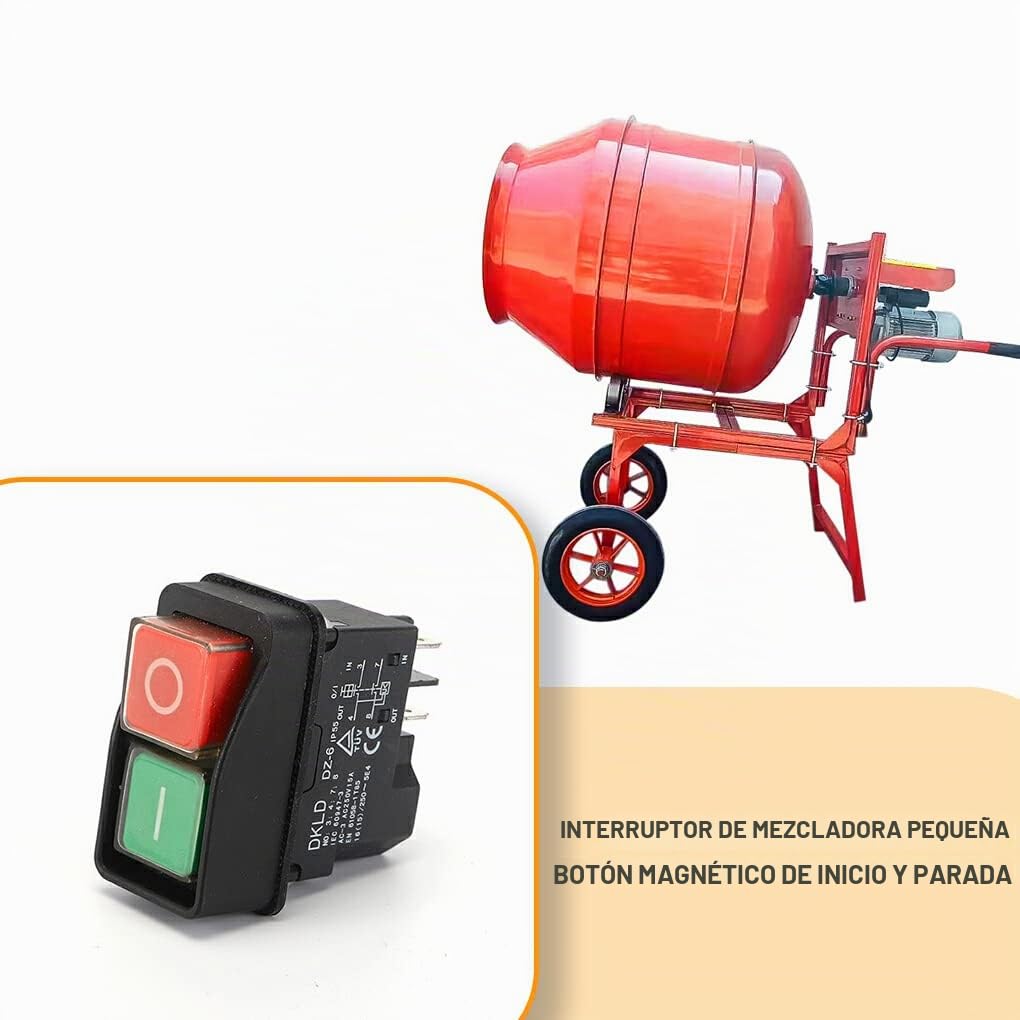 Botón pulsador DKLD DZ6 Protección contra sobrecarga Interruptor electromagnético a Prueba de Agua Rendimiento Estable Interruptores de Seguridad Licuadora, DKLD/DZ-6 Cinco Patas