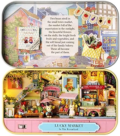 CUTEBEEBox Theatre Doll House Furniture Miniature, 1:24 DIY Dollhouse Kit for Kids (Lucky Market)