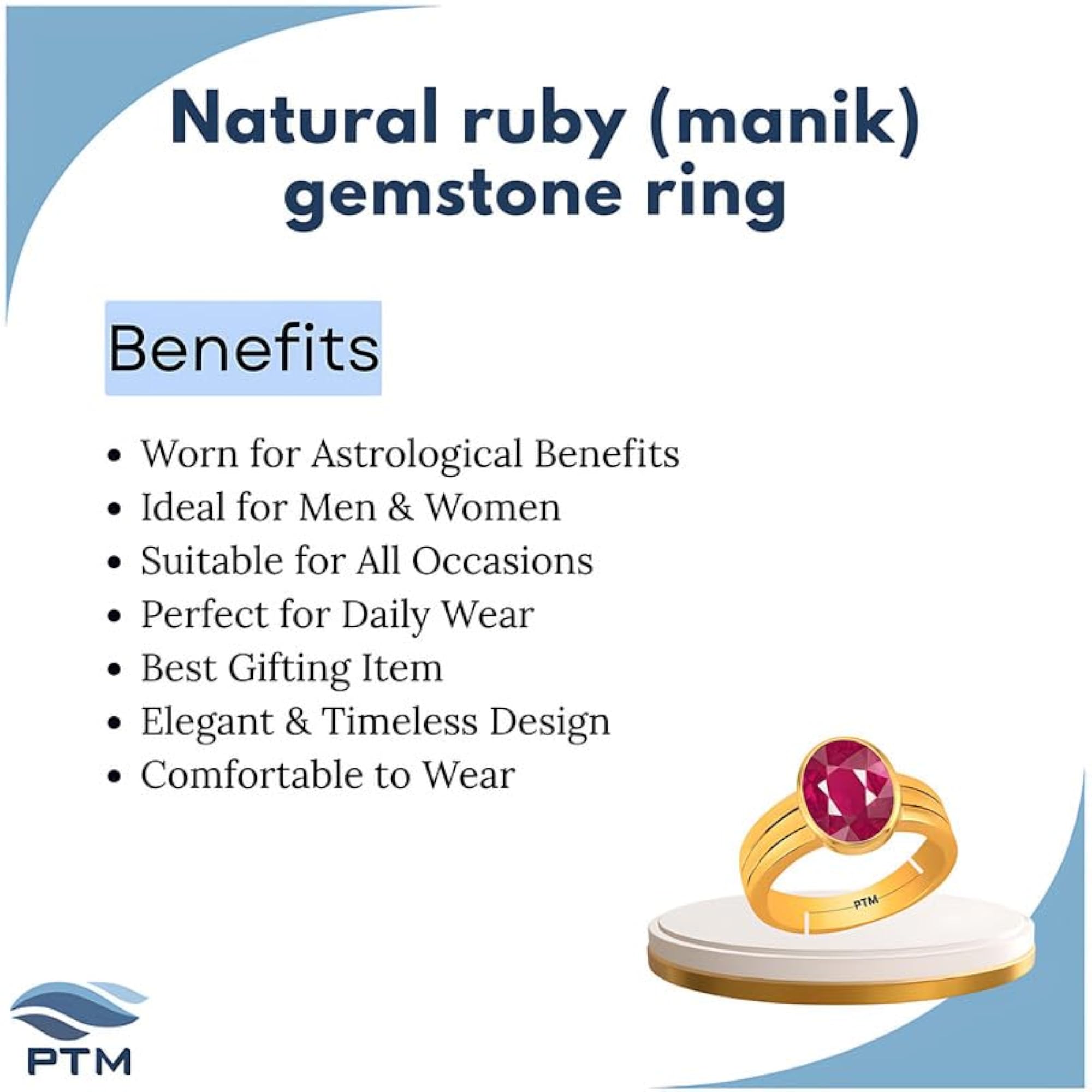 Men's Ruby Gold Plated Adjustable Ring, Astrological Gemstone