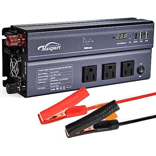 TWING 1000W Pure Sine Wave Power Inverter12V DC to 120V AC Converter