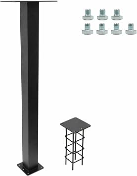 Outside Metal Mailbox Post, 34 inch In-Ground Heavy Duty Mailbox Pillar, Universal mounting Panel fits Most mailboxes. Suitable for Residential Roadside mailboxes