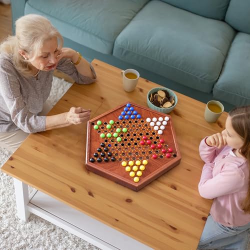 Juego de Damas Chinas de Madera con Almacenaje y 16mm Canicas miniatura 7