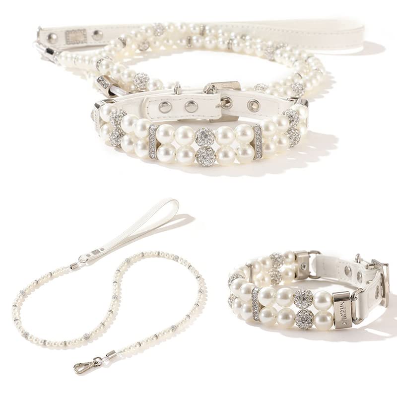 Bling Hundehalsband & Leine Set – Mit Strass, Verstellbar, In Rosa, Für Kleine Hunde & Katzen