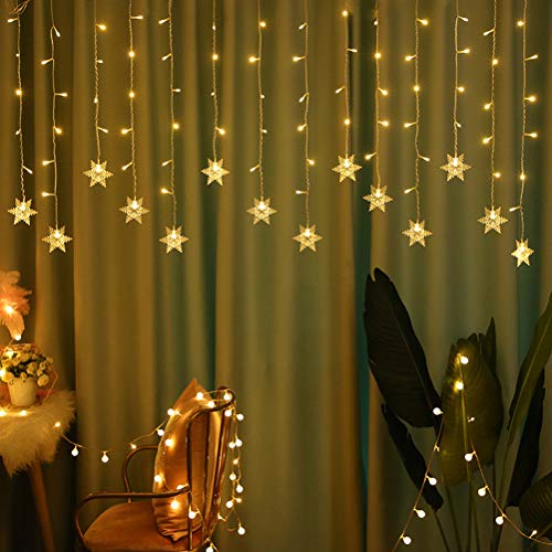 Cortina de luzes de floco de neve, luzes de LED de Natal, cordão de janela, decoração de Natal, 4 m,
