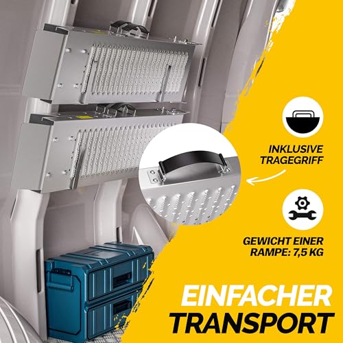 MONZANA® 2X Auffahrrampe 400kg (je 200kg) klappbar Laderampe verzinkter Stahl rutschfeste Oberfläche Auffahrschiene Verladerampe PKW Verladeschiene