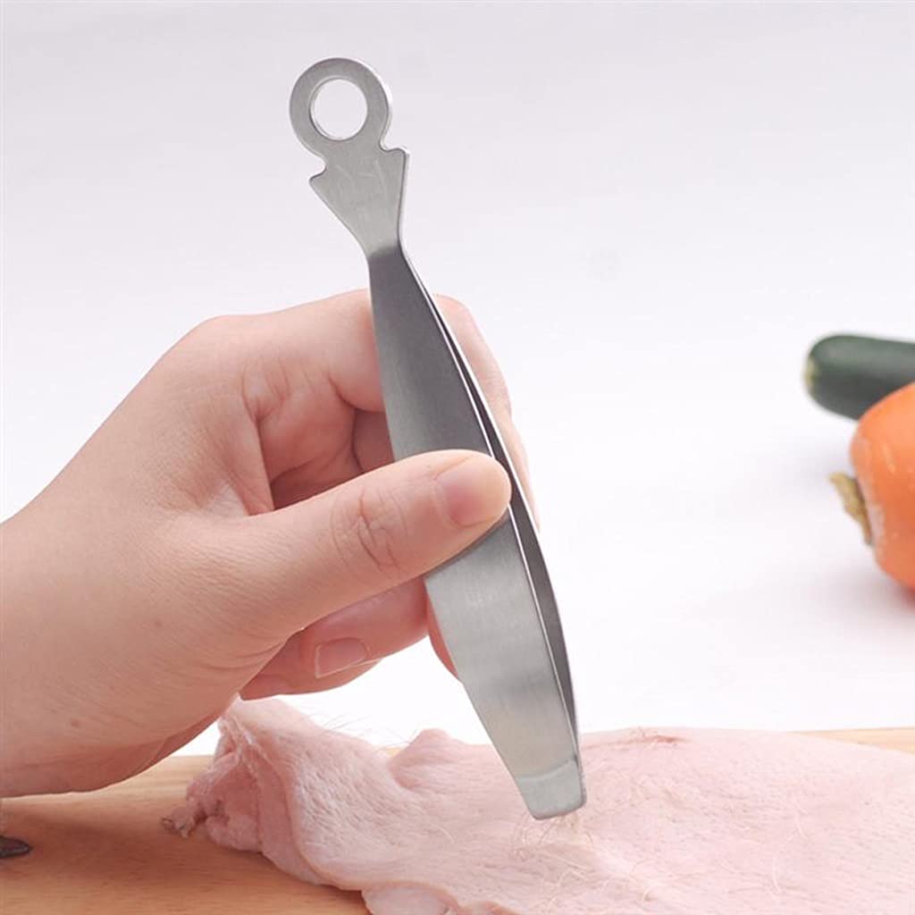 Pinzas para Huesos de Pescado de Acero Inoxidable, Pinzas Planas, alicates, removedor de Pelo de Pollo, Stubbs de Cocina, Pinza para desplumar Huesos de Piel, Herramienta para mariscos