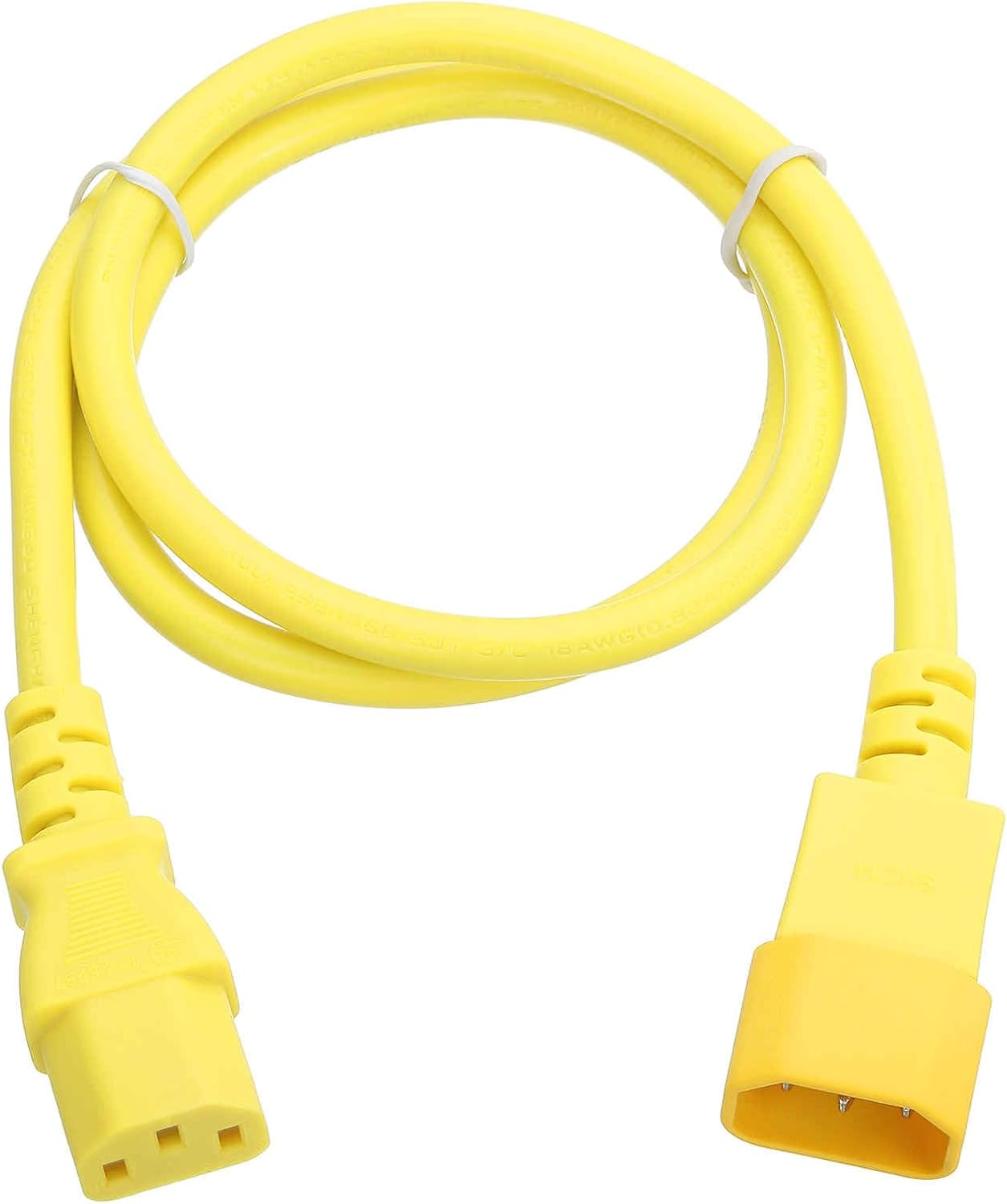 MECCANIXITY 3ft 18 AWG Yellow 18/3 Universal Power Cord C14 to C13 10A 250V 3-Prong Extension PDU Power Cables for PC,Computer,Printers,TV,AC Adapter,Laptop,Monitor