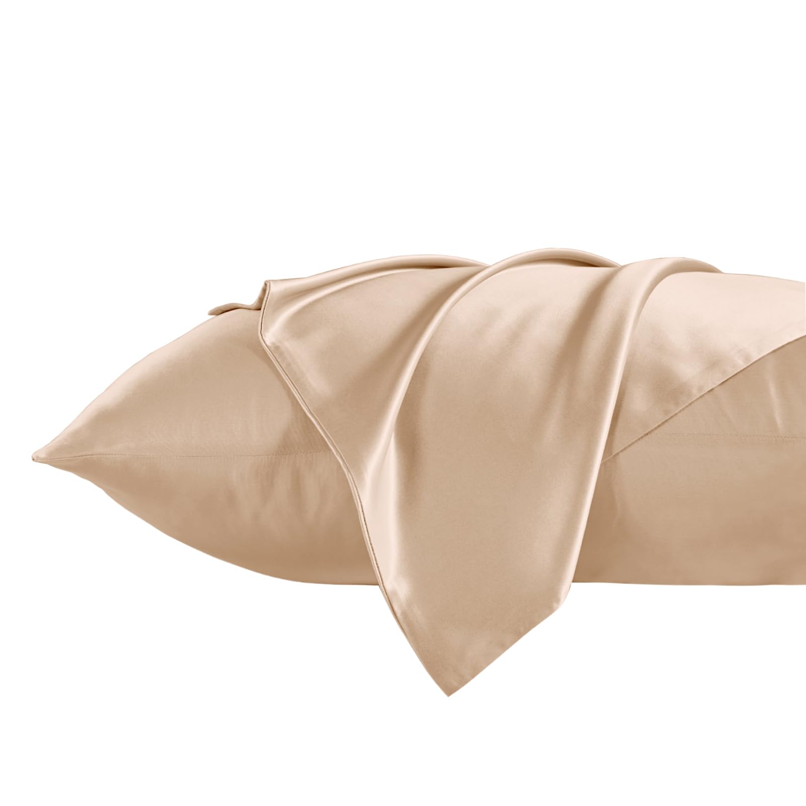 THXSILK 100% 19 Momme Seide Kissenbezug Kissenhülle mit Reißverschluss - Seide Kissen Bezug - Super Weich und Glatt Seide Kopfkissenbezug (50x75cm, Champagner)