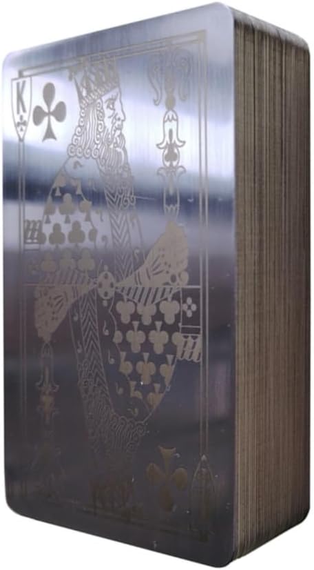 54PCS 304 Stainless Steel Cards Full Metal Playing Cards Poker Deck of Thick Practical Double-sided Carving Throwing Cards Game Bulk for Adults Unique Gift Set No-burr Waterproof Collectable(Style-A)