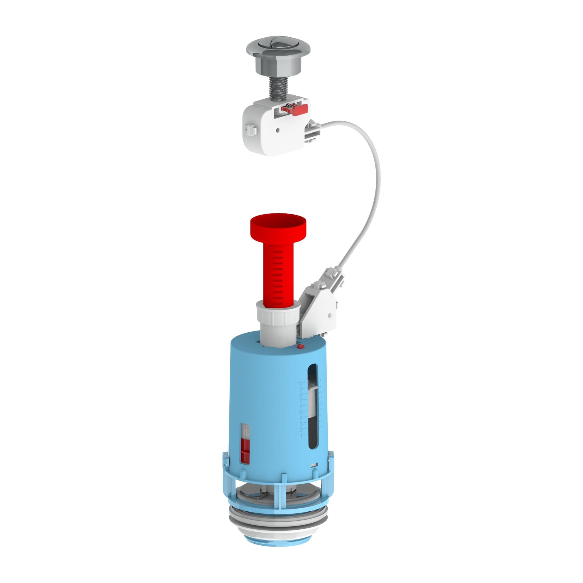 YOSSEE Descargador Cisterna Universal, Mecanismo de Descarga Cisterna WC | Doble Descarga 3/6 L, con Cable y Doble Pulsador Cromados