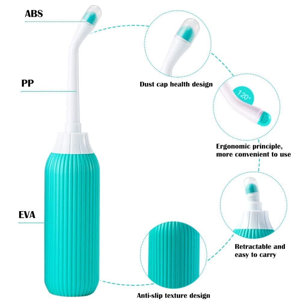 APN® 500ml Retractable Handheld Portable Bidet/Jet Spray for Personal Hygiene Care with 2 Nozzles and Travel Pouch (Green) 2 51GDVR5MaEL. SL1024