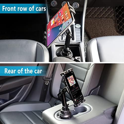 woleyi Car Cup Holder Tablet Mount, Vehicle/Truck Cupholder iPad Bracket Adjustable with Expandable Base [No Shaking] for iPad Pro Air Mini, Galaxy, Huawei, Fire, iPhone, 4-12.9" Phones & Tablets