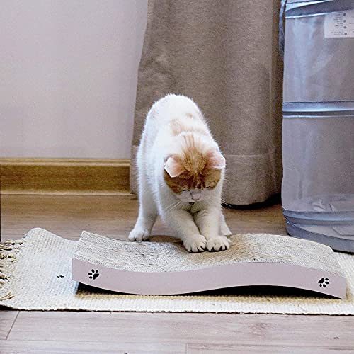 Emily-Pets-Cat-Scratcher-Cardboard-2-in-1-Reversible-Scratching-Pad-Recyclable-Corrugated-Scratch-Toy-with-Wave-Shape-10ML-Catnip-Cat-Scratch-Lounge-for-Furniture-Protection-Scratch-Board-for-Sweet-Ca